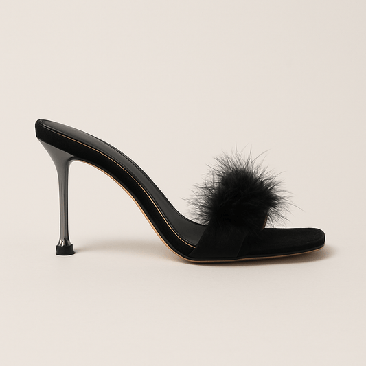 Donna Speziatta Black Feather Mule Heels - Donna Speziatta