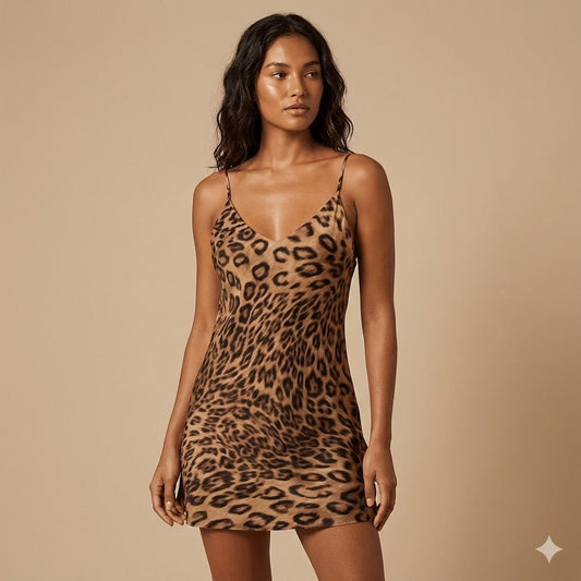 Donna Speziatta Leopard Print Satin Chemise - Donna Speziatta