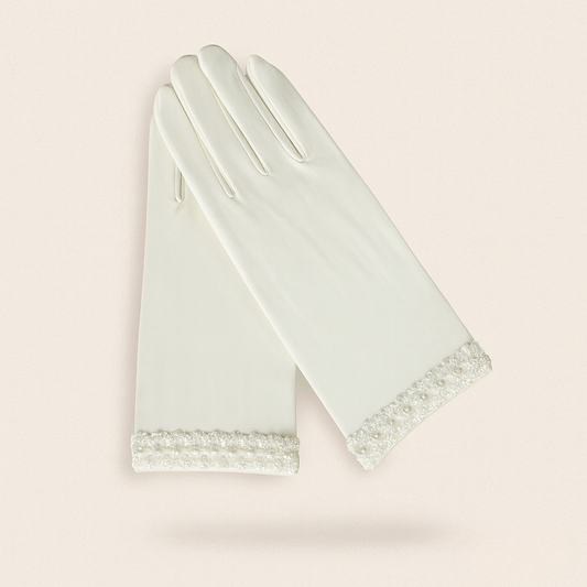 Ivory Satin Bridal Gloves - Donna Speziatta