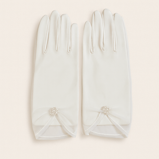 Ivory Satin Bridal Gloves - Donna Speziatta