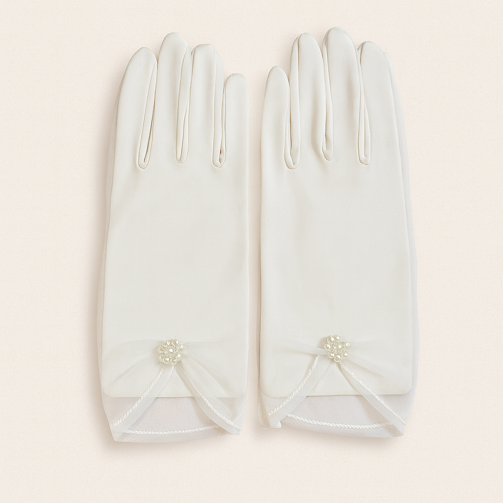 Ivory Satin Bridal Gloves