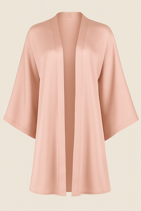 Blush Pink Satin & Lace Nightwear Set – Chemise Slip Dress with Matching Robe - Donna Speziatta