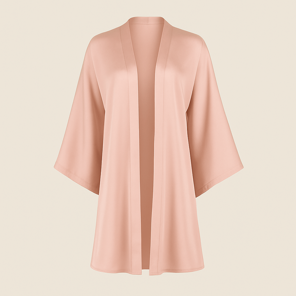 Blush Pink Satin & Lace Nightwear Set – Chemise Slip Dress with Matching Robe - Donna Speziatta