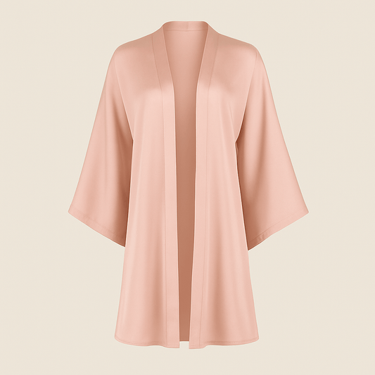 Blush Pink Satin & Lace Nightwear Set – Chemise Slip Dress with Matching Robe - Donna Speziatta