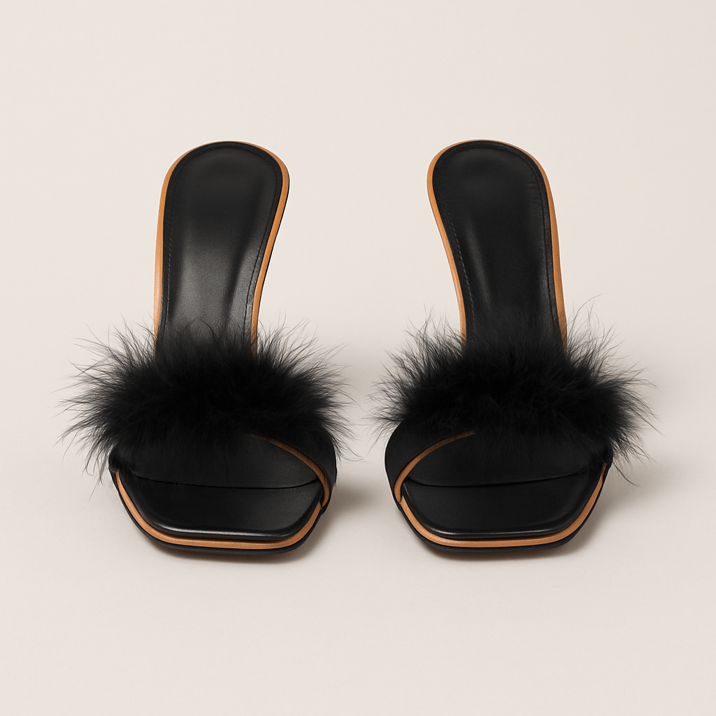 Donna Speziatta Black Feather Mule Heels - Donna Speziatta