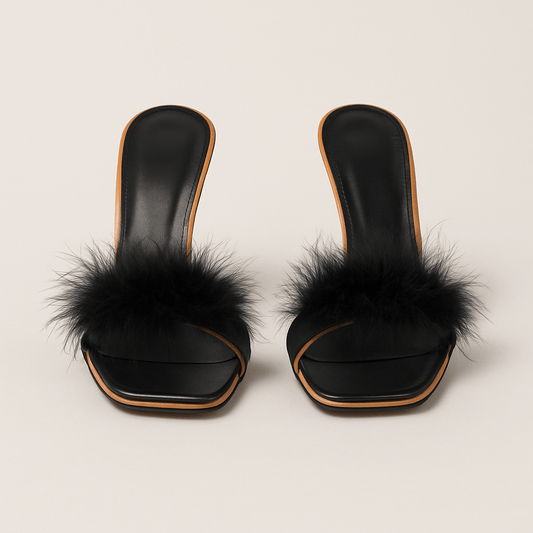 Donna Speziatta Black Feather Mule Heels - Donna Speziatta