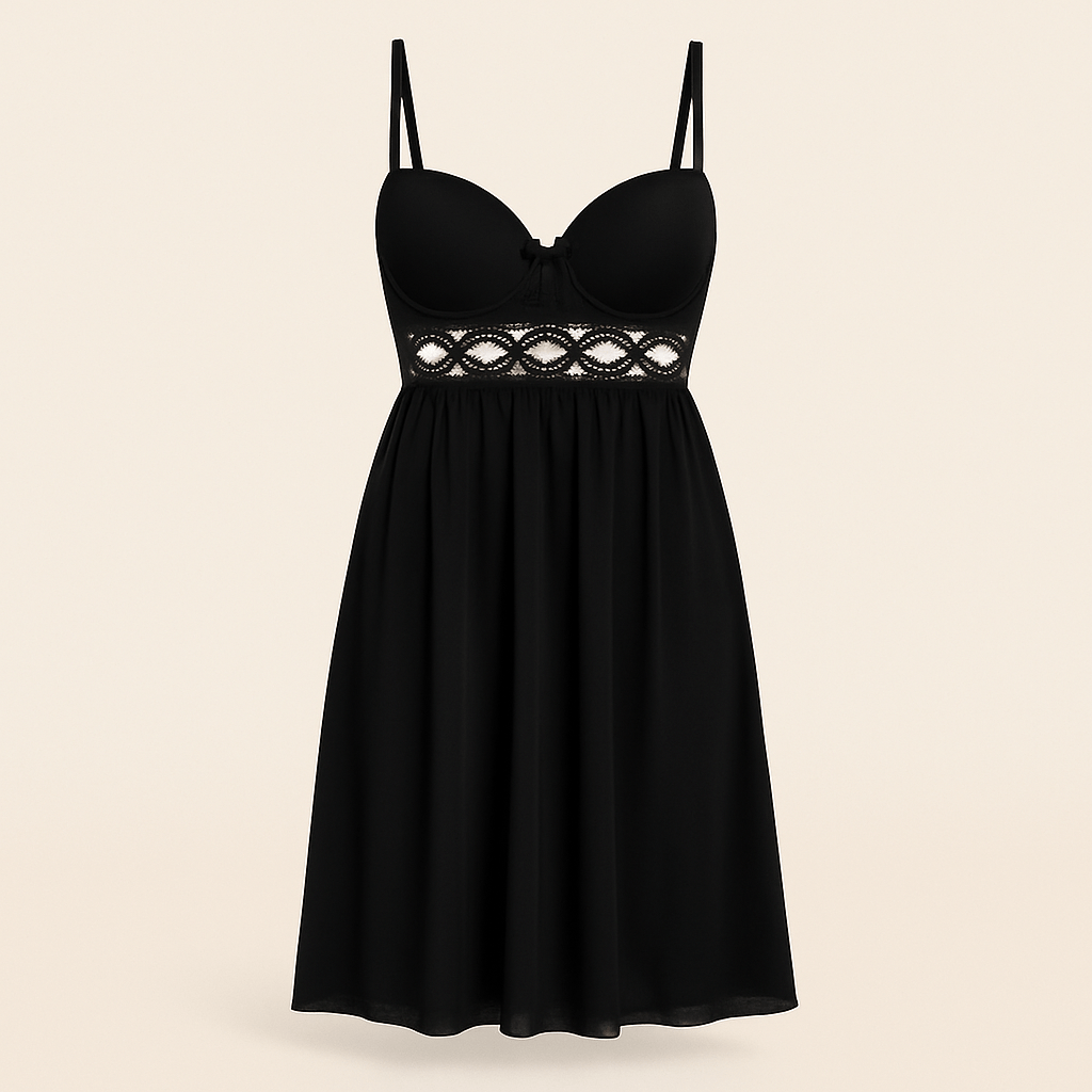 Donna Speziatta Black Lace Balconette Bra with Matching Satin Robe - Donna Speziatta