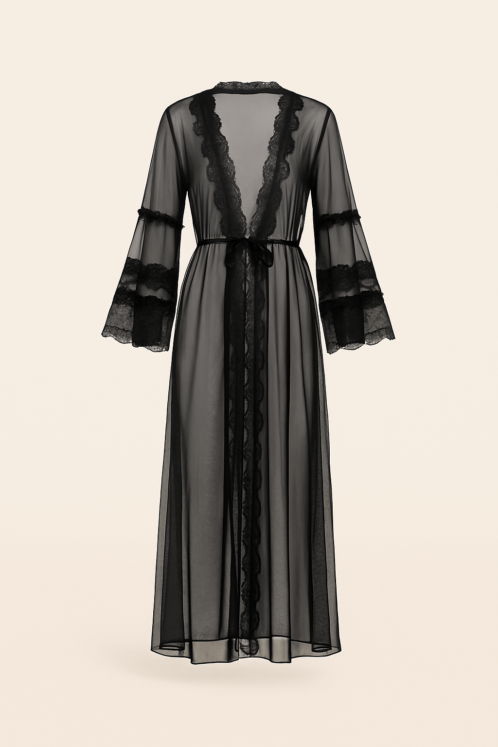 Donna Speziatta Black Lace Balconette Bra with Matching Satin Robe - Donna Speziatta