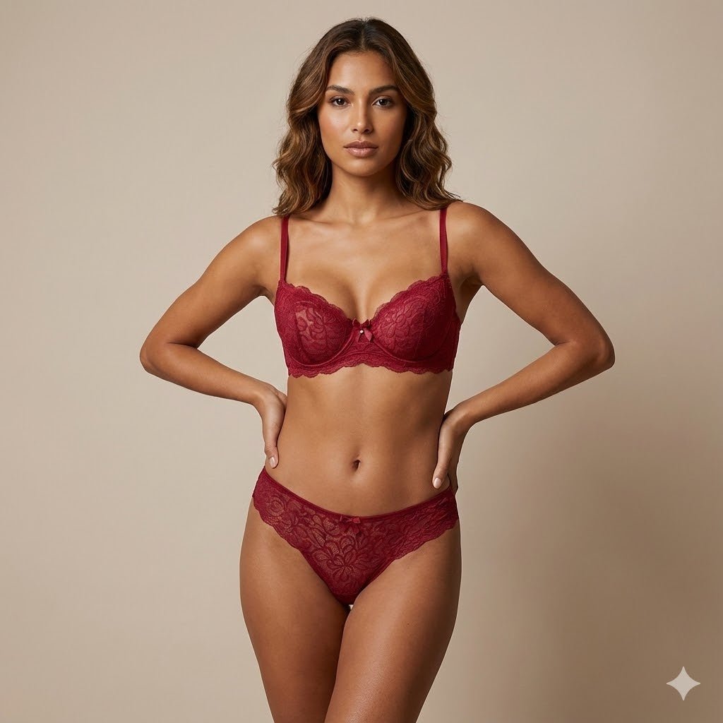 Donna Speziatta Scarlet Seduction Lace Bra & Panty Set - Donna Speziatta