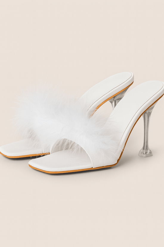 Donna Speziatta White Faux Fur Slide Sandals - Donna Speziatta