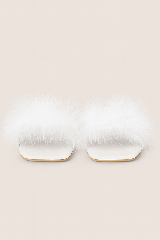 Donna Speziatta White Faux Fur Slide Sandals - Donna Speziatta