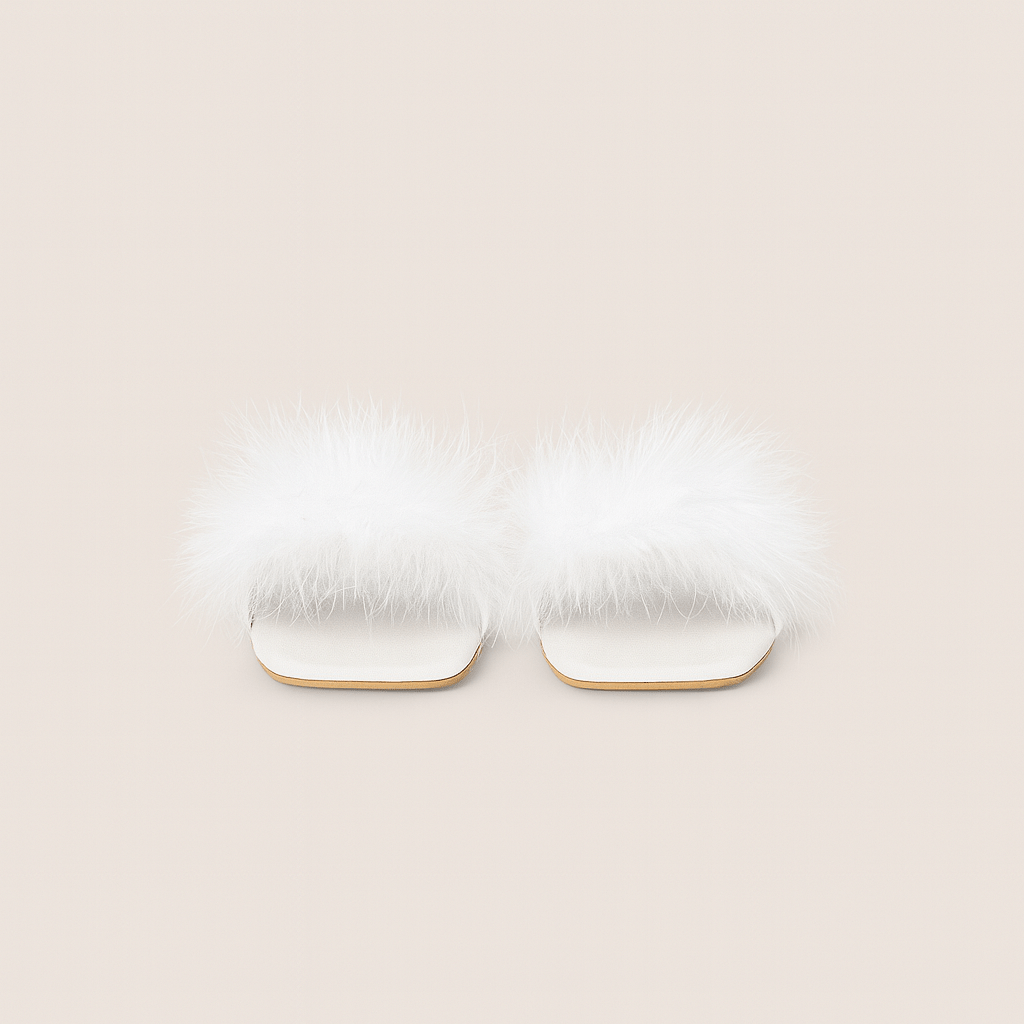 Donna Speziatta White Faux Fur Slide Sandals - Donna Speziatta