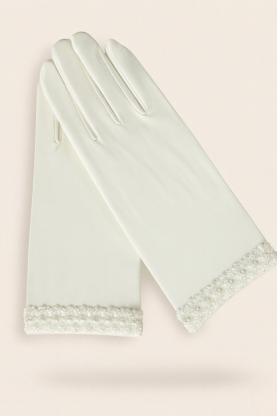 Ivory Satin Bridal Gloves - Donna Speziatta