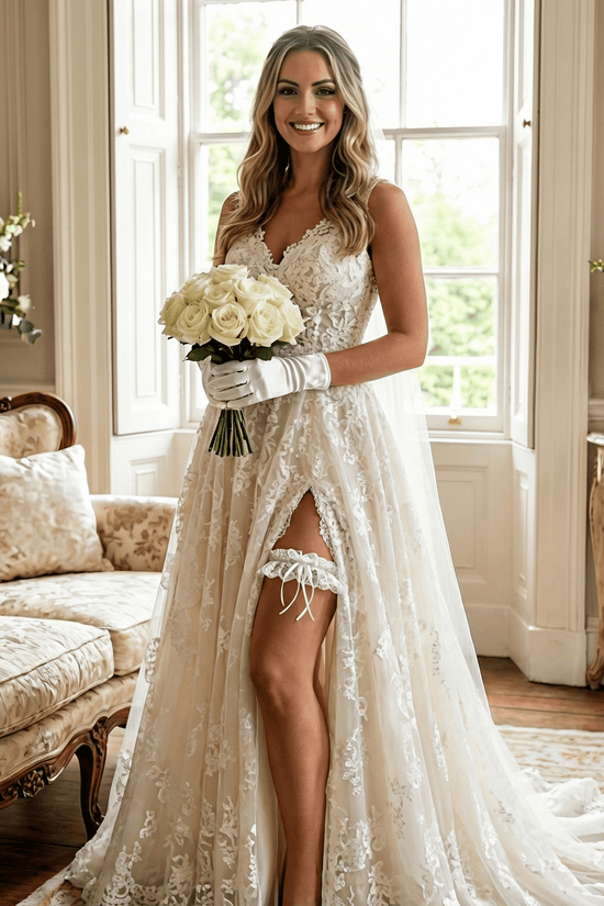 Ivory Satin Bridal Gloves - Donna Speziatta