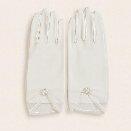 Ivory Satin Bridal Gloves - Donna Speziatta